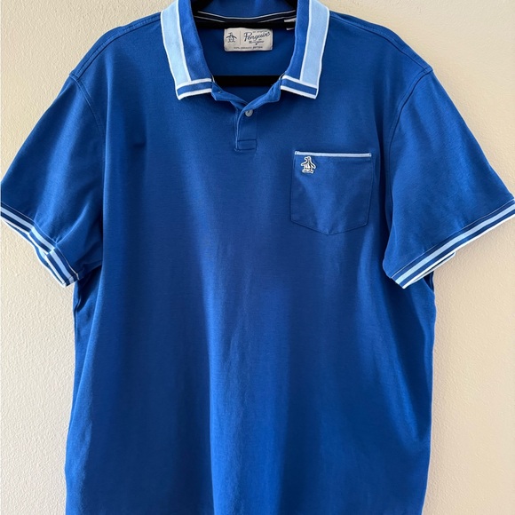 Original Penguin Blue Polo Shirt with White Details - Picture 1 of 7
